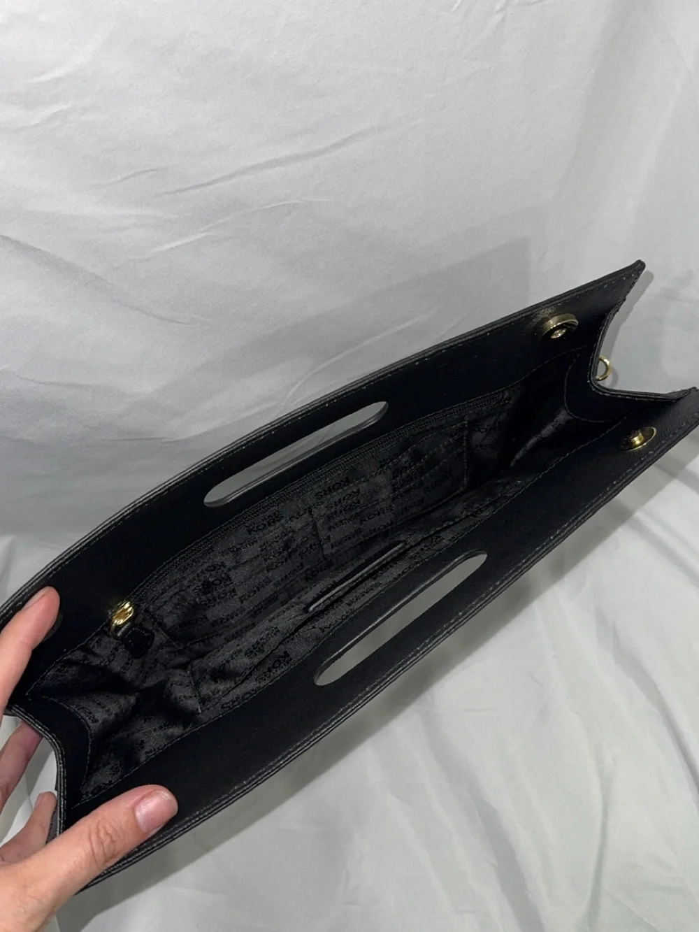 Michael Kors Saffiano Black Leather Cutout Handle Clutch